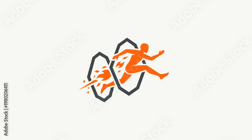 Abstract Concept of a Person Passing Through Portals