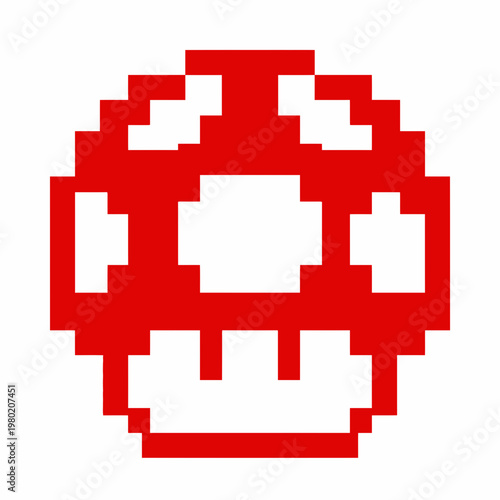 8-Bit Pixel Art Mushroom Icon for Modern Farming and Nature