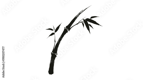 Asian Minimalist Bamboo Stem Silhouette Landscape Vector Design