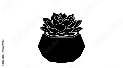 Minimalist Modern Succulent Plant Silhouette Vector Illustration