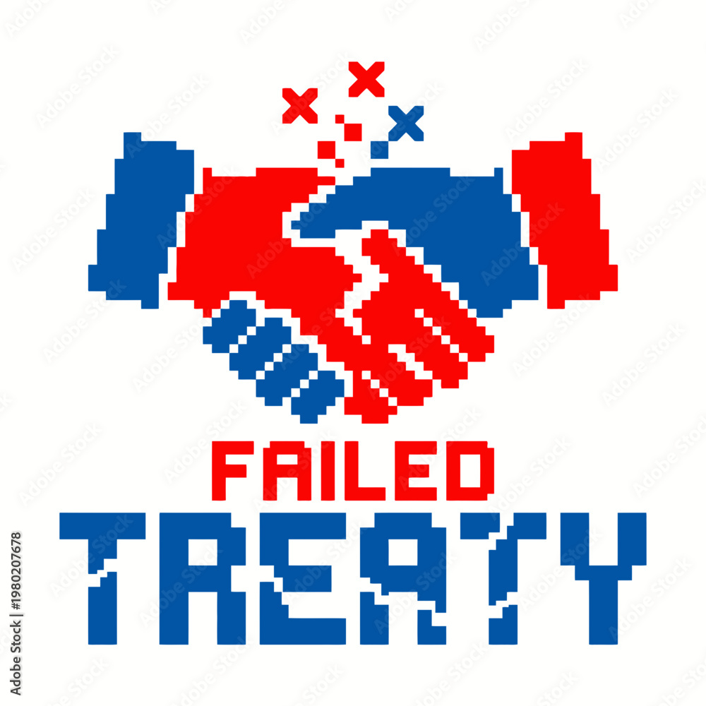Fototapeta premium Failed Treaty Icon Represents Diplomacy Failure with Shaking Hands