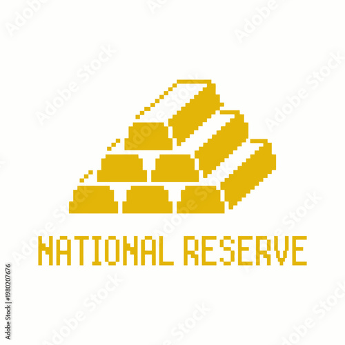 Golden bars stacked high forming national reserve icon symbol