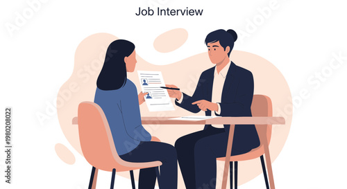 Job Interview: Candidate and Recruiter Discussing Resume at Desk