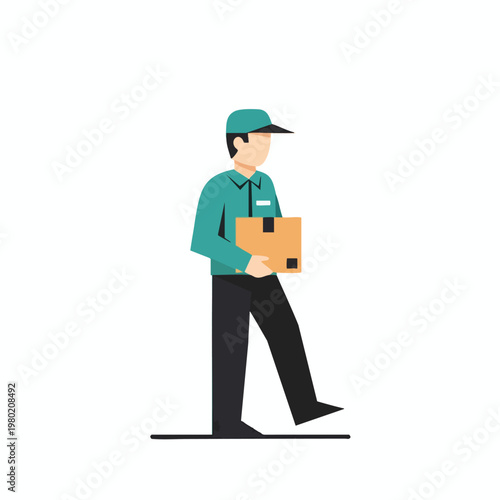 Delivery Person with Box for E commerce and Logistics Services