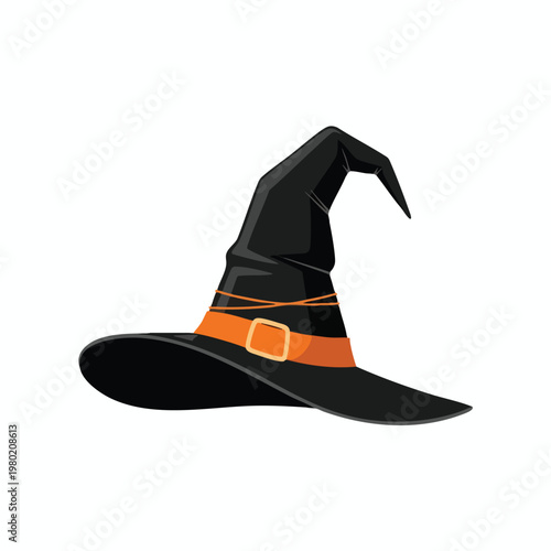 Traditional Halloween Witch Hat with Pointed Tip and Wide Brim
