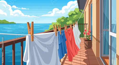 Clothes Hanging on Balcony.