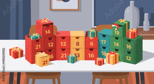 Colorful Christmas Advent Boxes.
