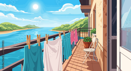 Clothes Hanging on Balcony.