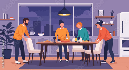 Family Eating at Table.