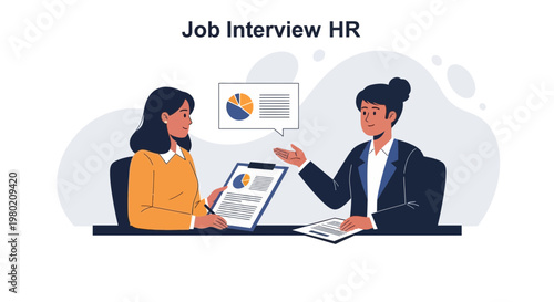 Job Interview HR: Candidate Discussing Charts with Recruiter
