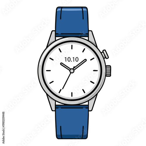 Elegant Men s Watch with Classic Design and Blue Leather Strap