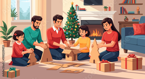 Family Opening Christmas Gifts.