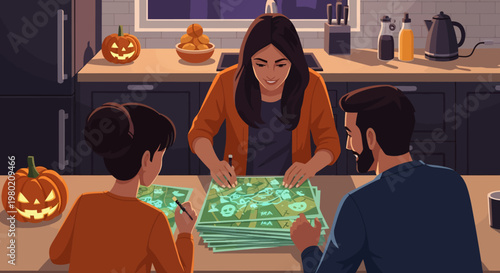 Family Playing Board Game.