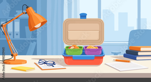 Lunch Box on Desk.