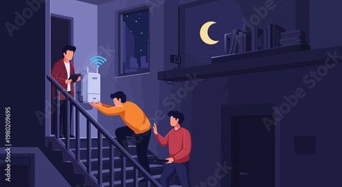 Men Installing Air Conditioner.