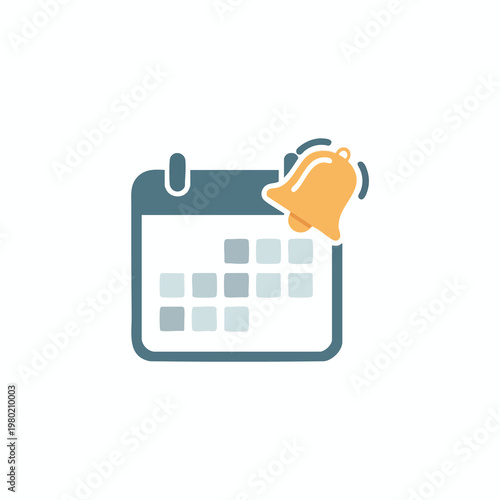 Close up of a modern calendar with a notification bell icon for scheduling and reminders