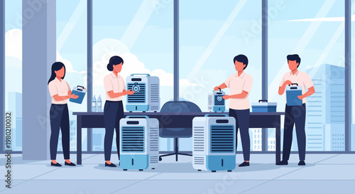 People with portable air conditioners.