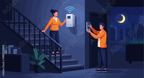 People using smart home.
