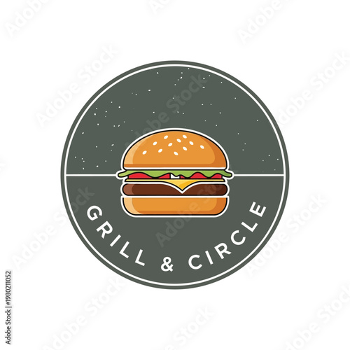 Delicious Burger Logo for Grill and Circle Restaurant.
