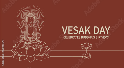 happy vesak day poster lineart