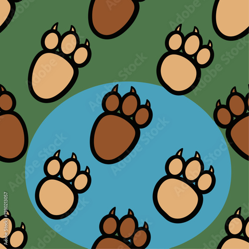 Brown and beige animal paw prints.