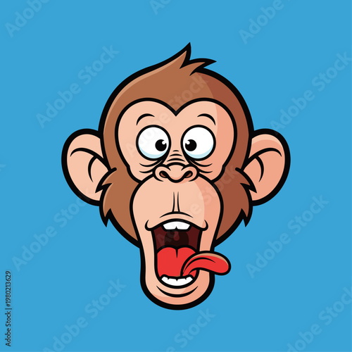 Cartoon monkey with surprised expression face.