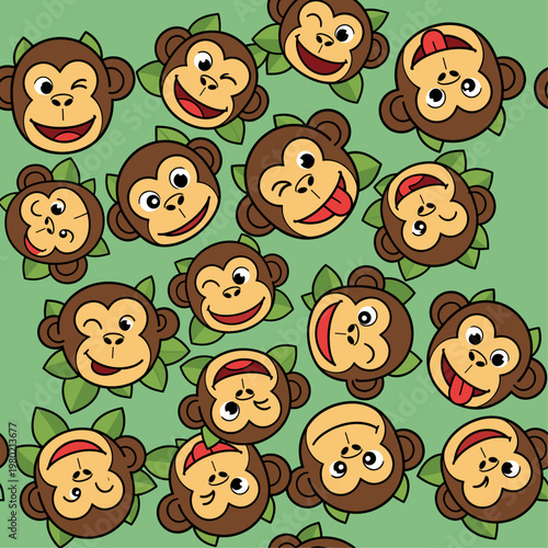 Cartoon monkey faces various expressions.