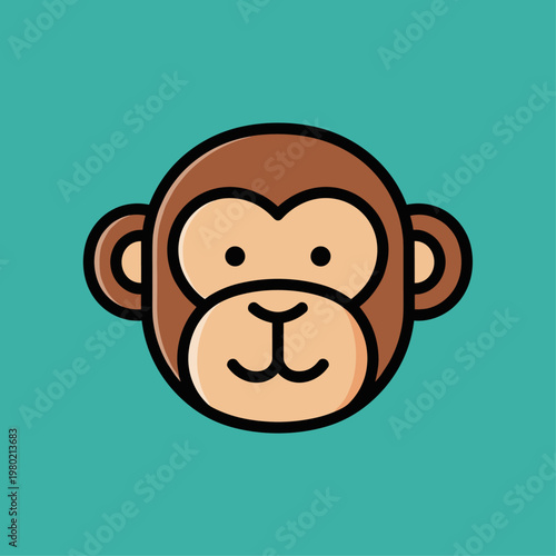 Brown monkey face cartoon illustration.