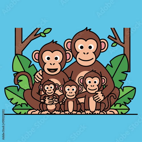 A group of cute brown monkeys.