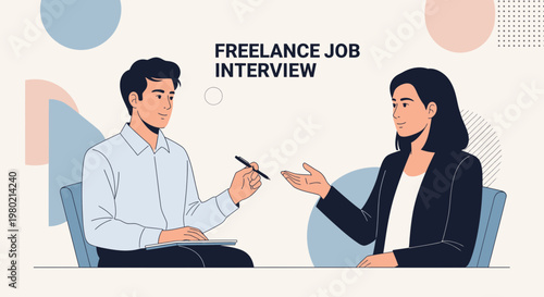 Freelance Job Interview: Man and Woman Discussing Opportunity