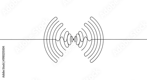 Abstract line art depicting wireless connection with converging waves.