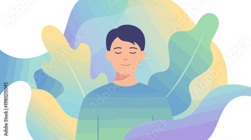 Relaxation and Deep Breathing Exercise Minimal Flat Vector Design
