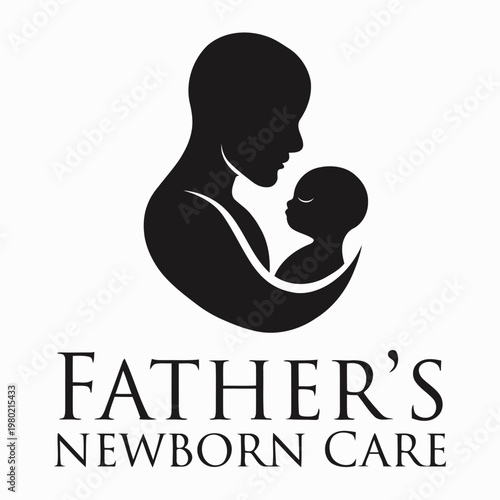 Father holding newborn baby logo