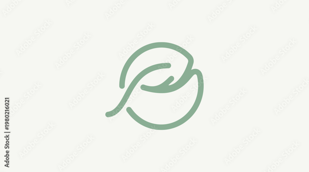 Obraz premium Minimalist Leaf Logo Design in Soft Green
