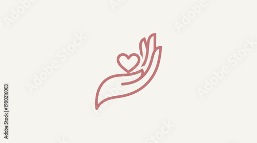 Minimalist Hand Holding a Heart Icon