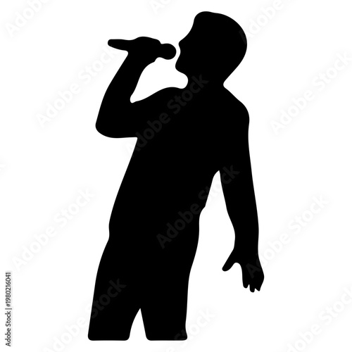 Tableau sur toile Silhouette of a man singing into a microphone.