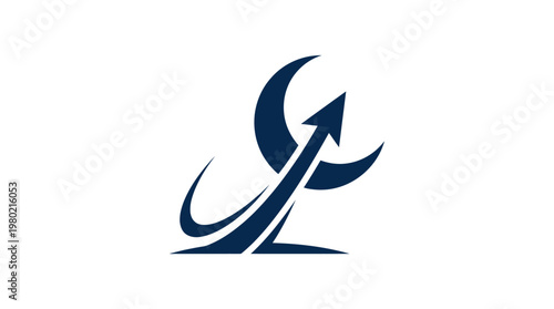 Abstract Logo with Crescent Moons and Upward Arrow