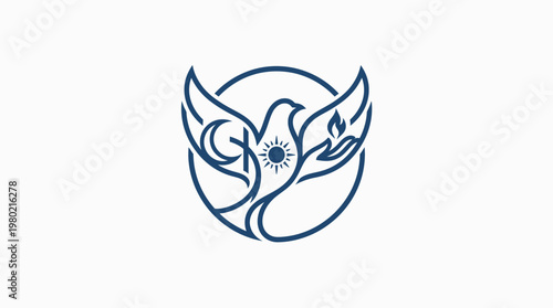Abstract Dove Featuring Religious and Nature Symbols