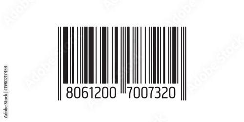Barcode with numbers on white background.