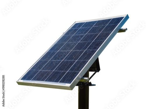 Photography Isolated photovoltaic solar panel on a mounting pole producing clean renewable e