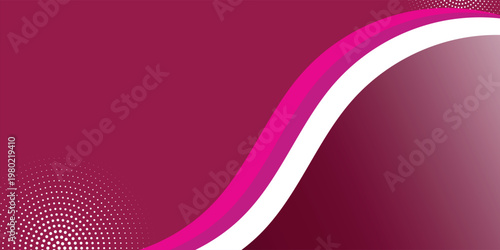 Abstract Dark Red Wavy Background with Elegant Orange Curves and Circular Halftone Dotted Accents