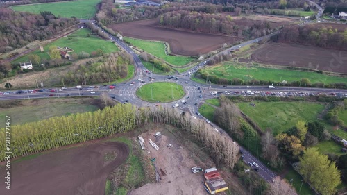 A comprehensive overview of the Sheriffhall Roundabout traffic system. High-quality 4K footage capturing the vital transport artery and complex road network of the Edinburgh City Bypass corridor