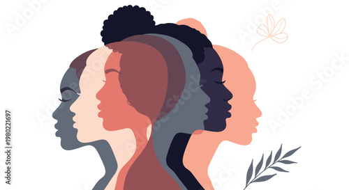 A diverse collection of women s profiles in varying skin tones symbolizing unity and empowerment