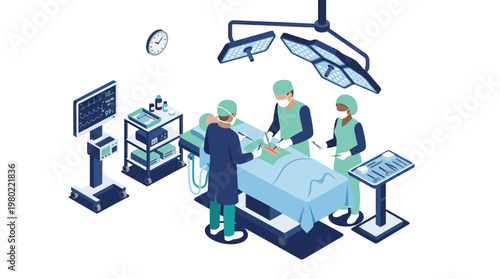 Surgeons perform a complex medical procedure causing discomfort to the patient in a hospital operating room.