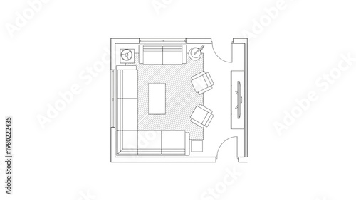 Cozy Living Room Layout with Sectional Sofa, Armchairs, and Coffee Table