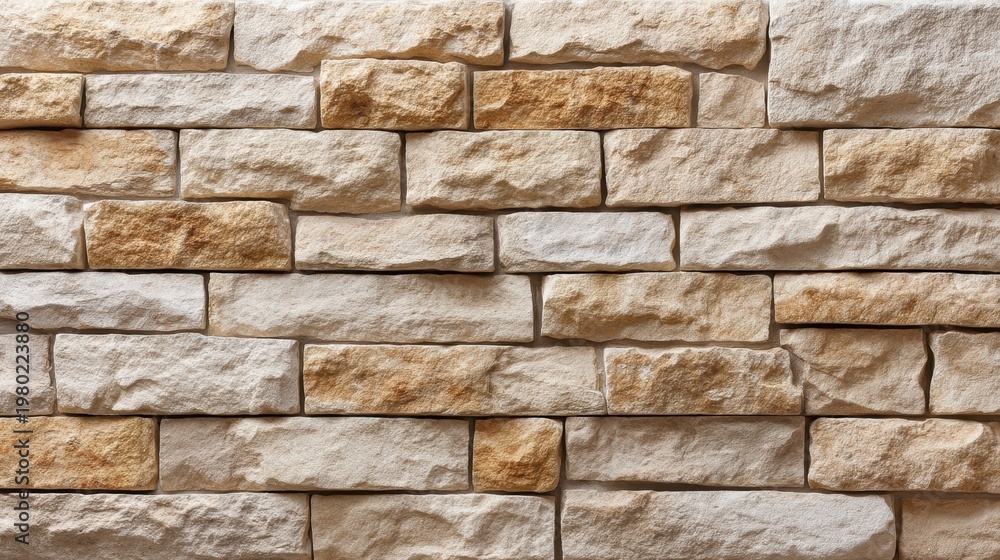 Fototapeta premium Beige limestone wall tiles with a rough natural texture and subtle stains