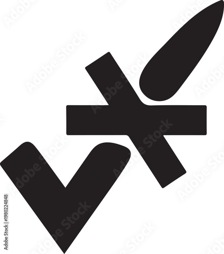 Checkmark and cross symbols for approval and rejection  simple icons