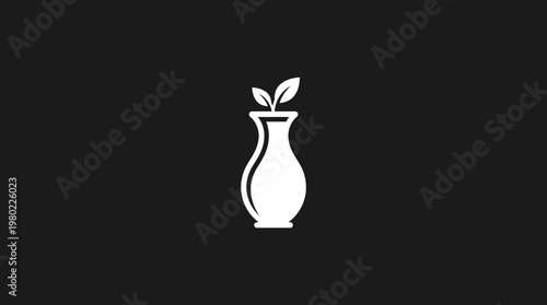 Minimalist Ceramic Vase With Green Leaves