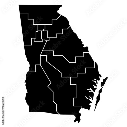 Minimalist Georgia map illustration with clean lines, perfect for travel, geography, and design projects