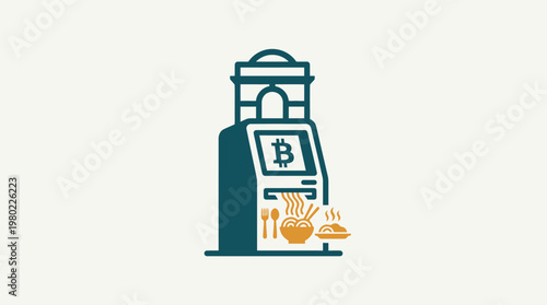 Bitcoin ATM with Food Icons